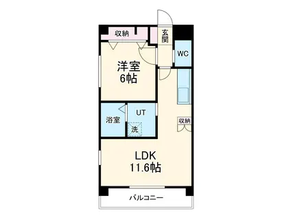スクエアコート(1LDK/1階)の間取り写真