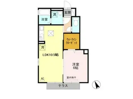 UNE CACHETTE(1LDK/1階)の間取り写真