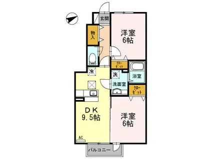 サンモール豊田(2DK/2階)の間取り写真