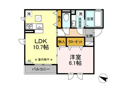 マイルド北野(1LDK/1階)の間取り写真