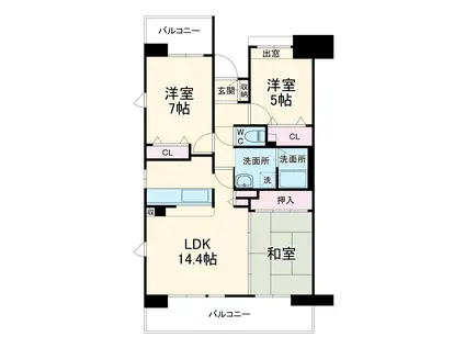アミティ八千代台(3LDK/4階)の間取り写真