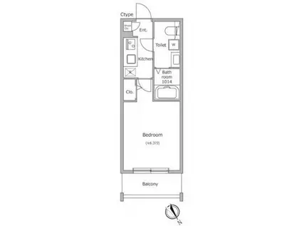 ラクラス四谷3丁目(1K/1階)の間取り写真