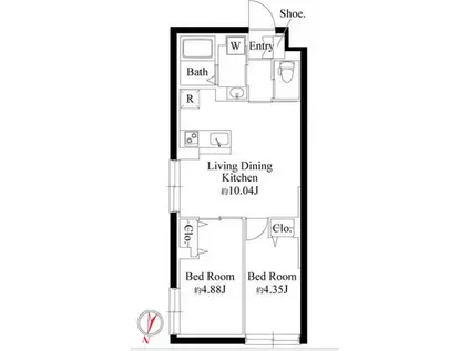 グランパセオ大岡山(2LDK/1階)の間取り写真