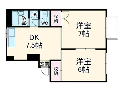 グリーンパーク根岸B棟(2DK/3階)の間取り写真