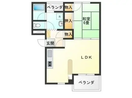 セゾンドみずき(1LDK/2階)の間取り写真