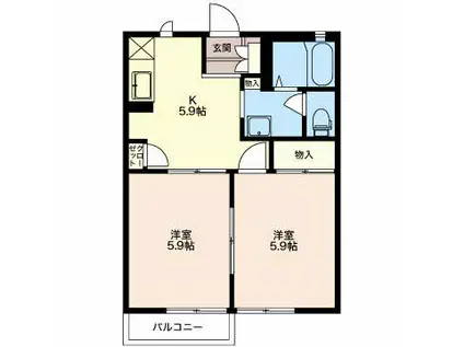 サクラハイツ A(2K/2階)の間取り写真