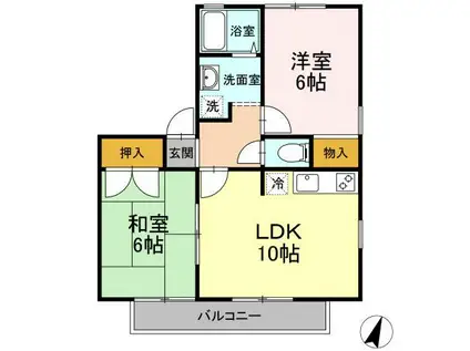 ストークハウス(2LDK/2階)の間取り写真