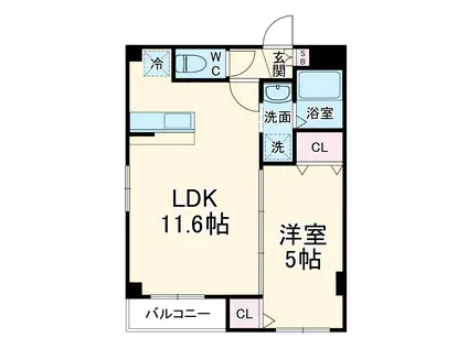 シンシア三番館(1LDK/4階)の間取り写真