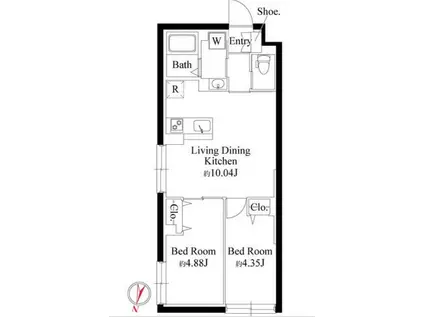 グランパセオ大岡山(2LDK/2階)の間取り写真