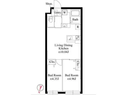 グランパセオ大岡山(2LDK/2階)の間取り写真
