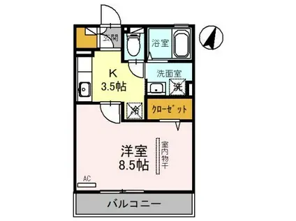 グランブリック(1K/2階)の間取り写真