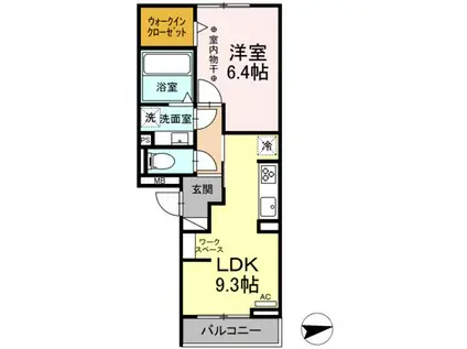 LIEN(1LDK/2階)の間取り写真