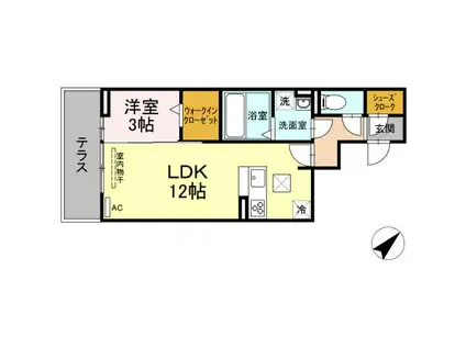 シオン佐古前(1LDK/3階)の間取り写真