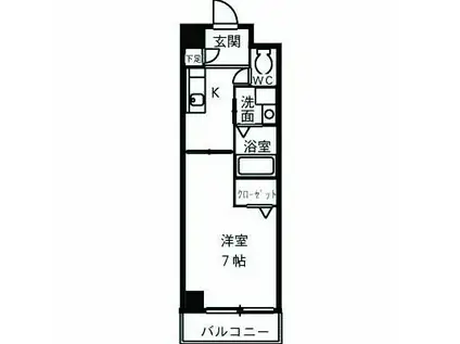 サンシティ畑江通(1K/3階)の間取り写真
