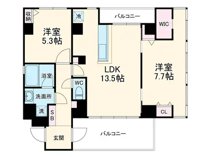 PLUSH-GARDEN TOWER(2LDK/3階)の間取り写真