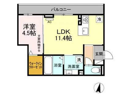 リヴィエール(1LDK/2階)の間取り写真