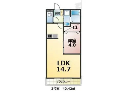 GRAN(1LDK/2階)の間取り写真