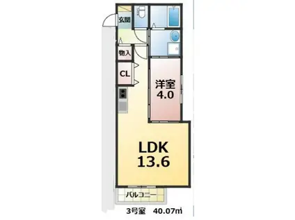 GRAN(1LDK/2階)の間取り写真