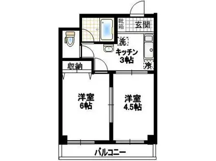 カーサマレーア武蔵関(2DK/4階)の間取り写真