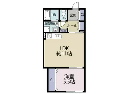 フォレスト相武台前(1DK/1階)の間取り写真