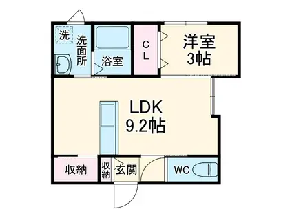 KOS NOGINOMORI(1LDK/1階)の間取り写真
