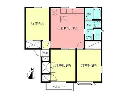 グリーンシルクⅡ(3LDK/2階)の間取り写真