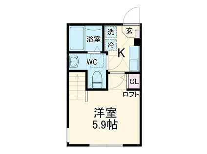 ティナ小田急相模原(1K/2階)の間取り写真