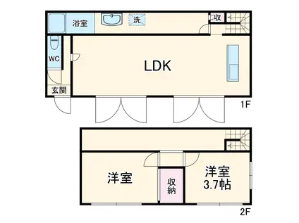 京成電鉄松戸線 鎌ケ谷大仏駅 徒歩12分 2階建 築52年(2LDK)の間取り写真