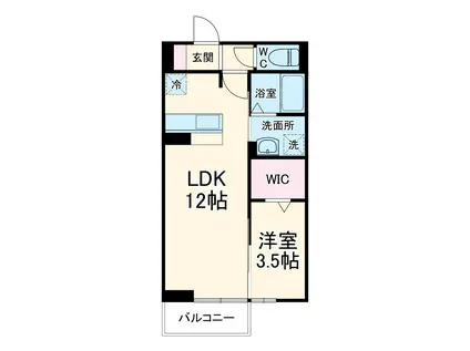 ルミエール武田(1LDK/2階)の間取り写真