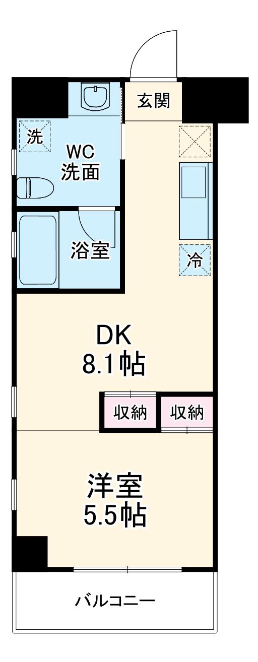 レジディア武蔵小杉(1DK/2階)の間取り写真