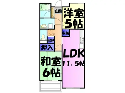 中野木フォレスト(2LDK/2階)の間取り写真