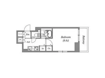 レジデンス横濱関内(1K/7階)の間取り写真