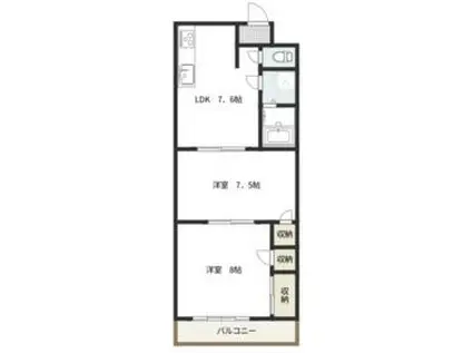 ルシール五番館(2LDK/3階)の間取り写真