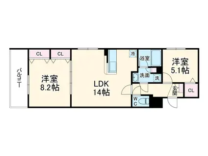 GRACE ATAGO(2LDK/3階)の間取り写真