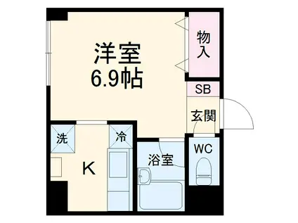 セカンドウィスタリアヒルズ(ワンルーム/6階)の間取り写真