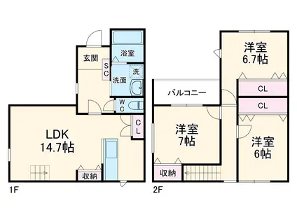 セレニティ(3LDK/1階)の間取り写真
