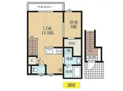 原町田レジデンシャル1(1LDK/2階)の間取り写真