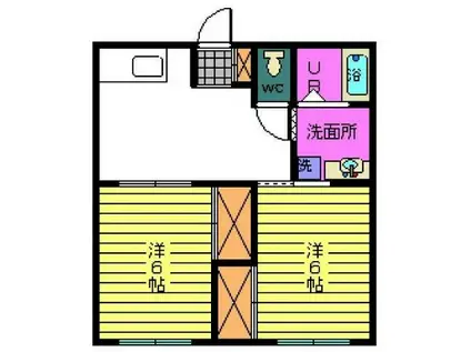 サンライズD(2DK/1階)の間取り写真