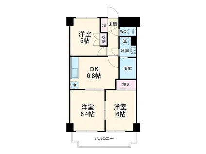 TMレジデンス朝霞台(3DK/2階)の間取り写真