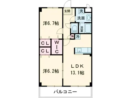サンモールスクエア(2LDK/3階)の間取り写真