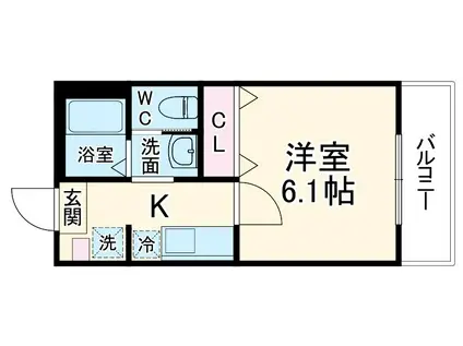 センターヴィレッジ南与野(1K/2階)の間取り写真