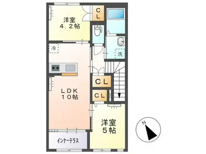 PURUMERIA(2LDK/2階)の間取り写真