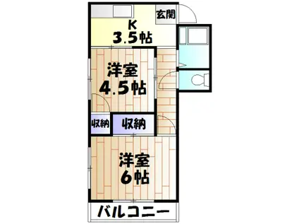 上原コーポ(2K/1階)の間取り写真