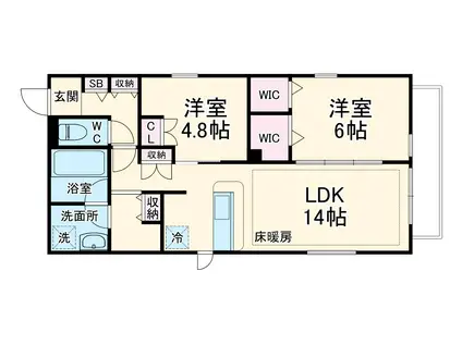シエルコート(2LDK/2階)の間取り写真