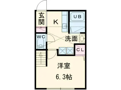 セレンゲティ北里(1K/1階)の間取り写真