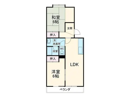 ソレーユ牧の原(2LDK/2階)の間取り写真