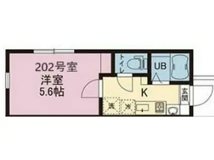 西逸見町(1K/2階)の間取り写真