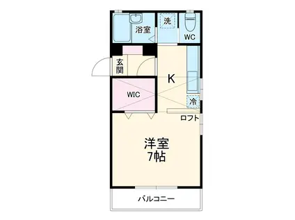 シティーハイムB(ワンルーム/1階)の間取り写真