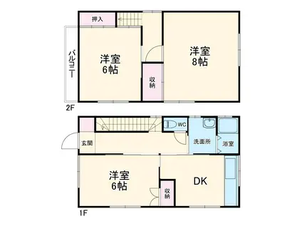 京急久里浜線 京急久里浜駅 徒歩15分 2階建 築42年(3DK)の間取り写真