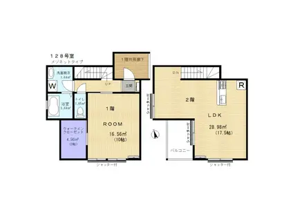 カッシュ藤が丘(1LDK/1階)の間取り写真